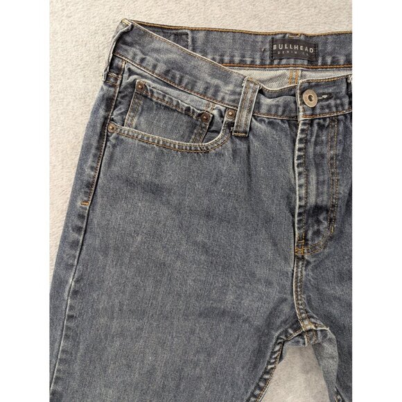 Bullhead Denim Co Jeans Mens 34x30 Gray Washed Slim Fit Zip Fly Straight Leg - Picture 2 of 15